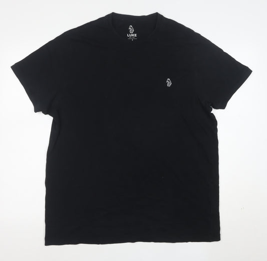 Luke Men's Black Cotton Crew Neck Logo T-Shirt Size L