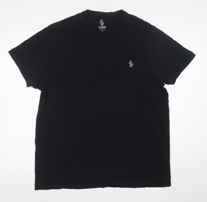 Luke Men's Black Cotton Crew Neck Logo T-Shirt Size L