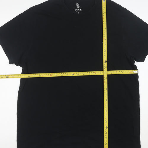Luke Men's Black Cotton Crew Neck Logo T-Shirt Size L