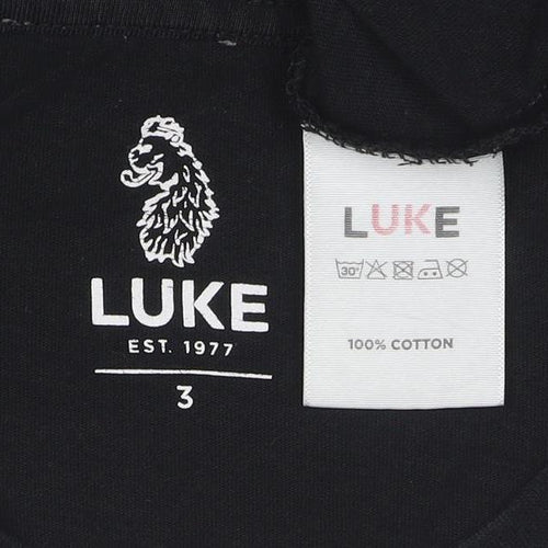 Luke Men's Black Cotton Crew Neck Logo T-Shirt Size L