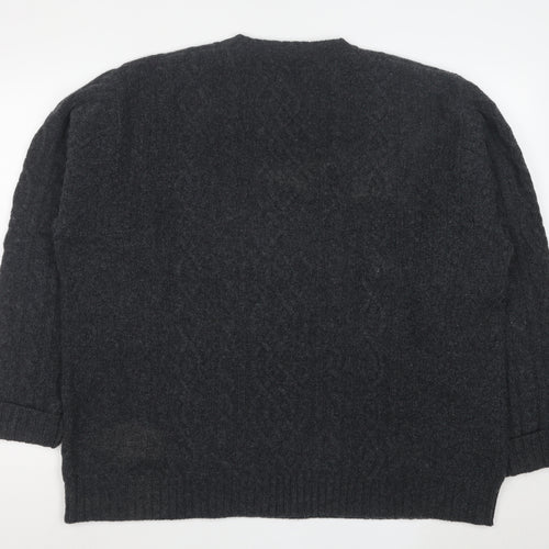 GAP Men's Grey XL Cable-Knit Lambswool Crew Neck Jumper