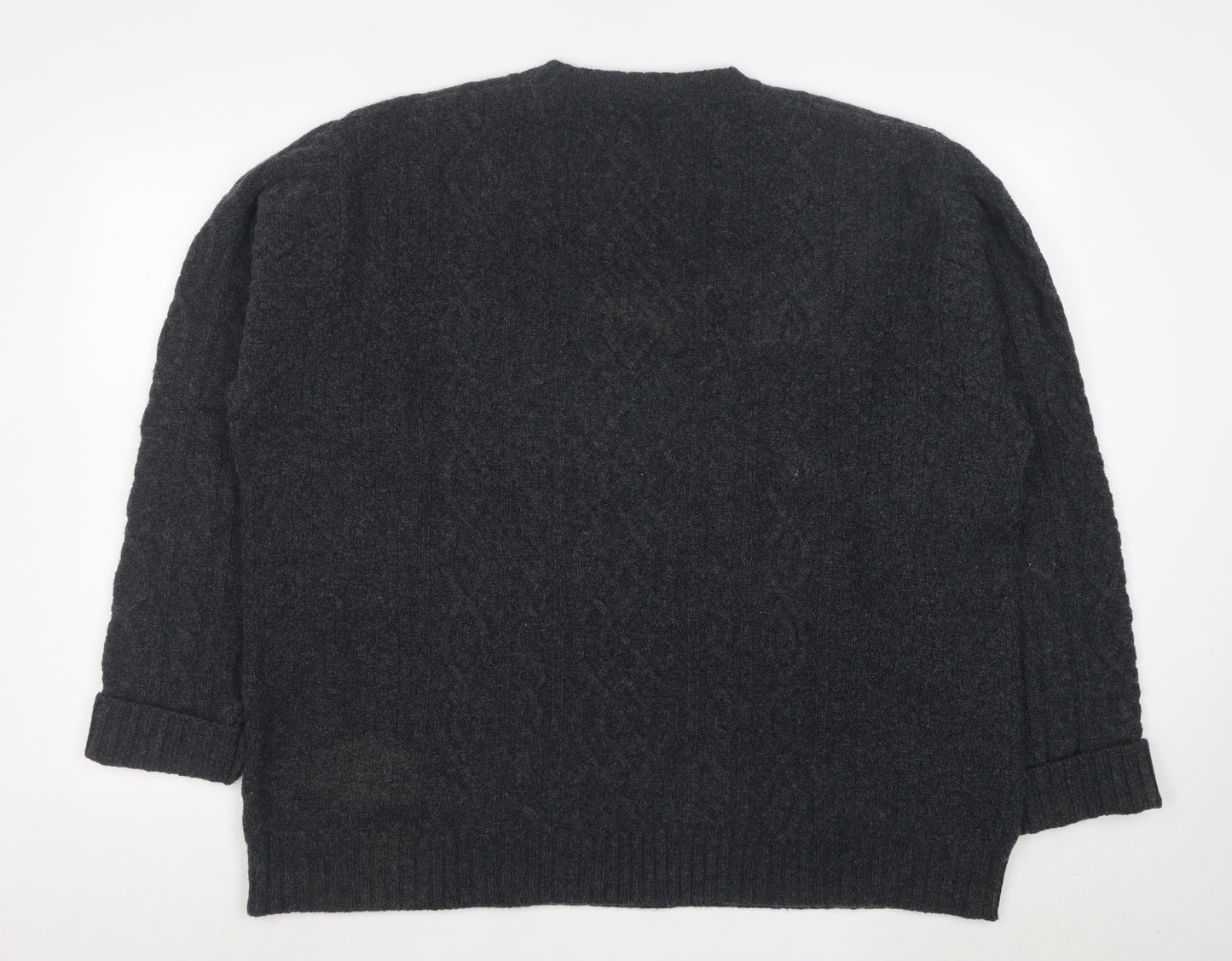 GAP Men's Grey XL Cable-Knit Lambswool Crew Neck Jumper