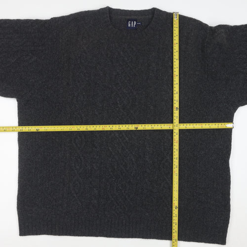 GAP Men's Grey XL Cable-Knit Lambswool Crew Neck Jumper