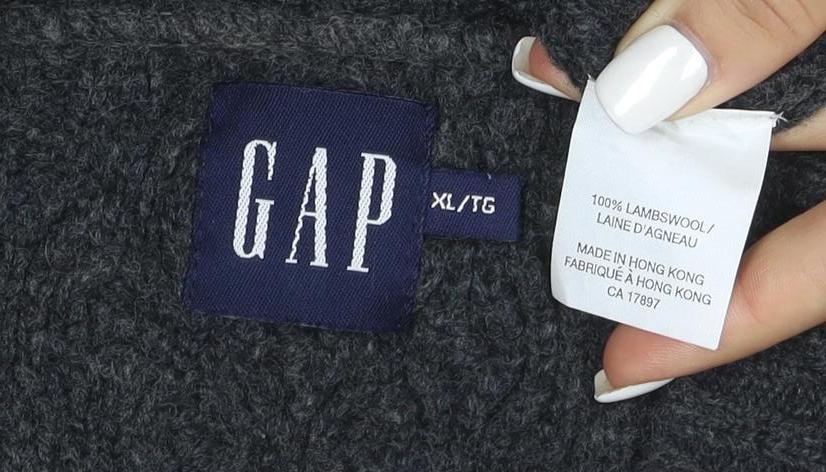 GAP Men's Grey XL Cable-Knit Lambswool Crew Neck Jumper