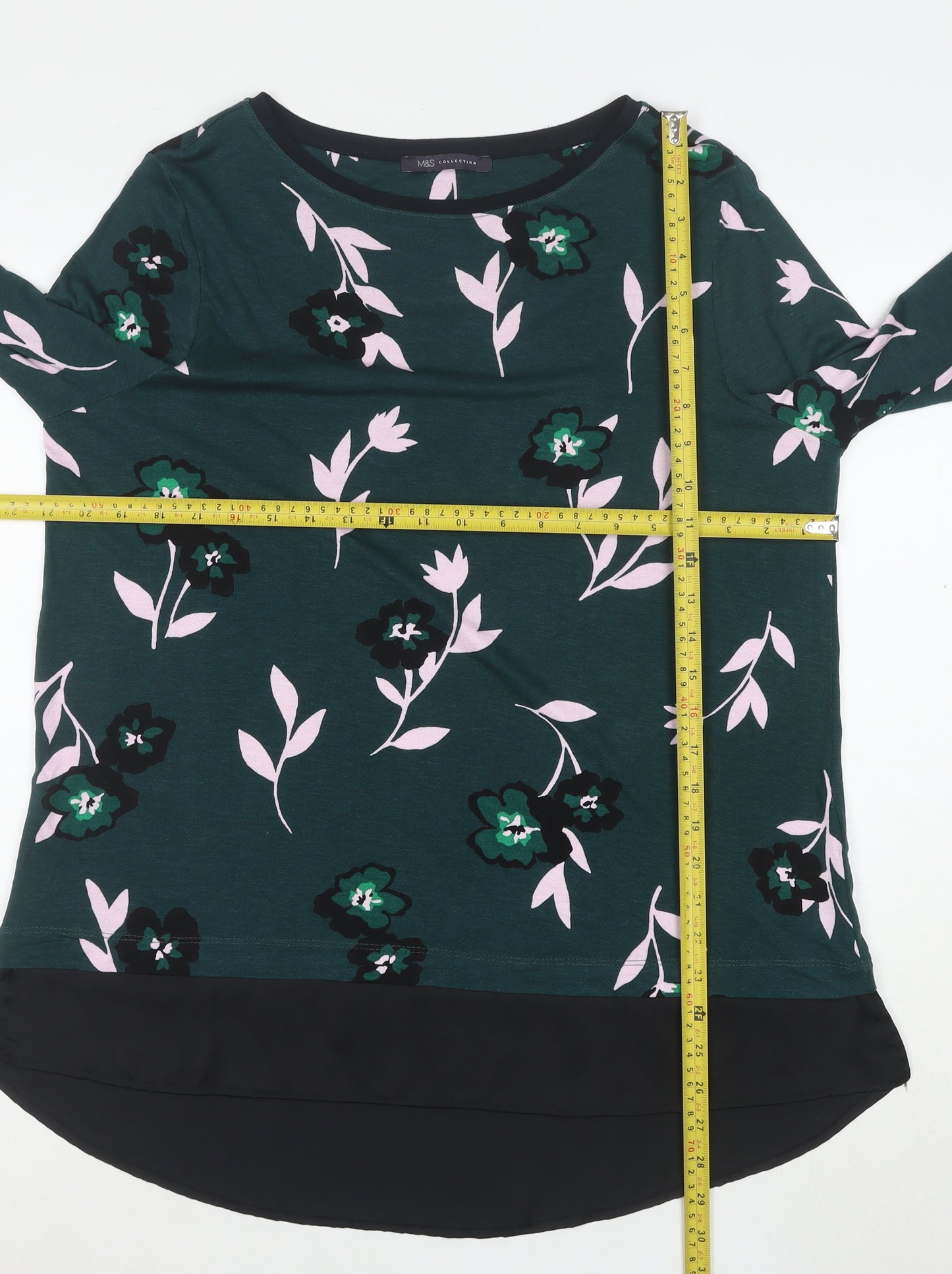 Marks and Spencer Womens Green Floral Tunic Blouse Size 16