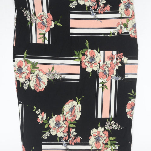 Dorothy Perkins Women’s Multicoloured Floral Stripe Jersey Pencil Skirt Size 16