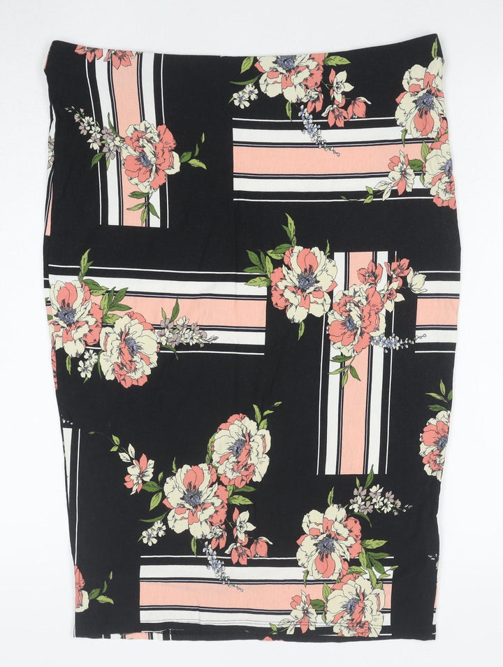 Dorothy Perkins Women’s Multicoloured Floral Stripe Jersey Pencil Skirt Size 16