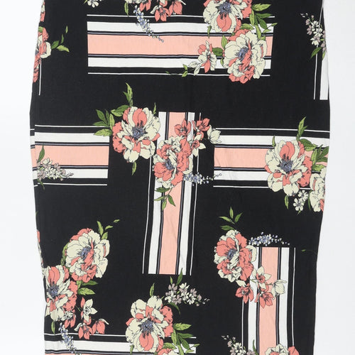 Dorothy Perkins Women’s Multicoloured Floral Stripe Jersey Pencil Skirt Size 16
