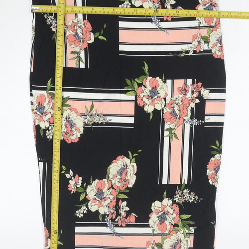 Dorothy Perkins Women’s Multicoloured Floral Stripe Jersey Pencil Skirt Size 16