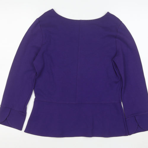 Kettlewell Women's Purple Long Sleeve Scoop Neck Jersey Blouse M