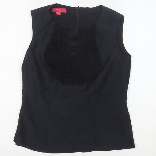 Monsoon Women’s Black Sleeveless Ruffle Blouse Size 10