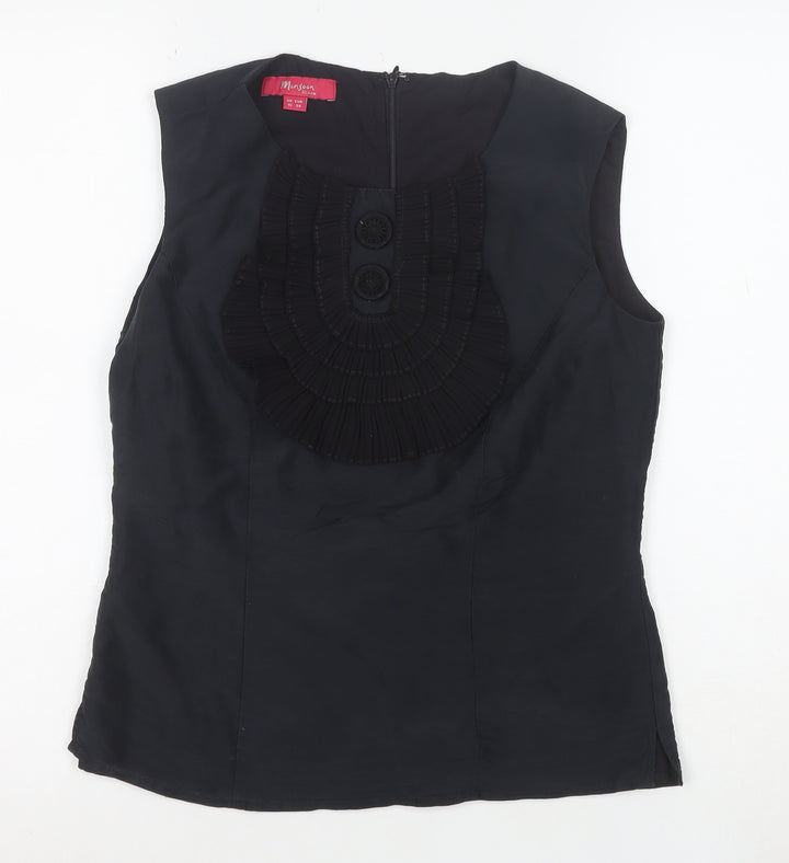 Monsoon Women’s Black Sleeveless Ruffle Blouse Size 10