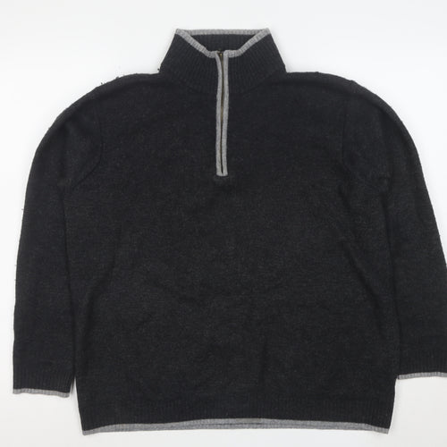 Woolovers Men's Grey High Neck Wool 1/2 Zip Jumper L Classic Knit