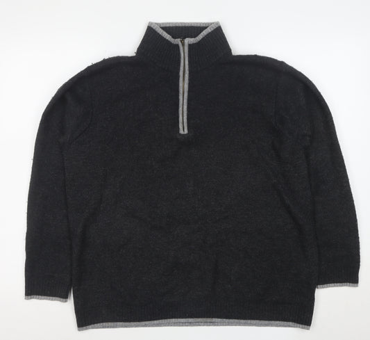Woolovers Men's Grey High Neck Wool 1/2 Zip Jumper L Classic Knit