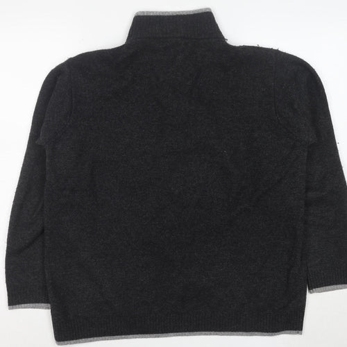 Woolovers Men's Grey High Neck Wool 1/2 Zip Jumper L Classic Knit