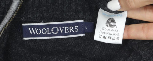Woolovers Men's Grey High Neck Wool 1/2 Zip Jumper L Classic Knit