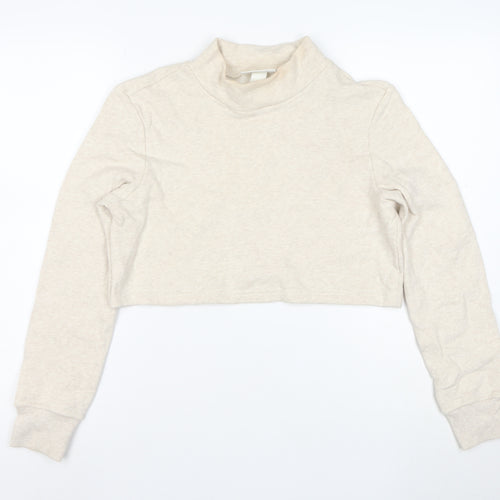 Monki Women Beige XS Cropped Pullover Sweatshirt