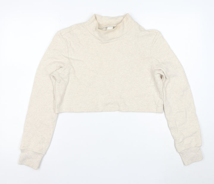 Monki Women Beige XS Cropped Pullover Sweatshirt
