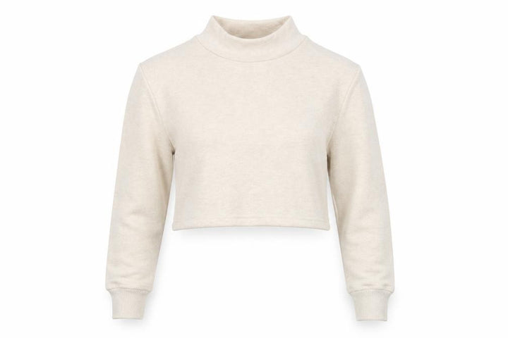 Monki Women Beige XS Cropped Pullover Sweatshirt