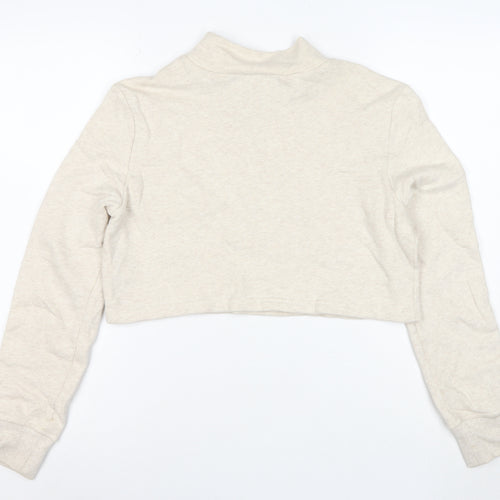Monki Women Beige XS Cropped Pullover Sweatshirt