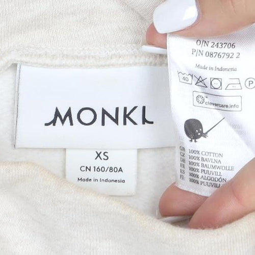 Monki Women Beige XS Cropped Pullover Sweatshirt
