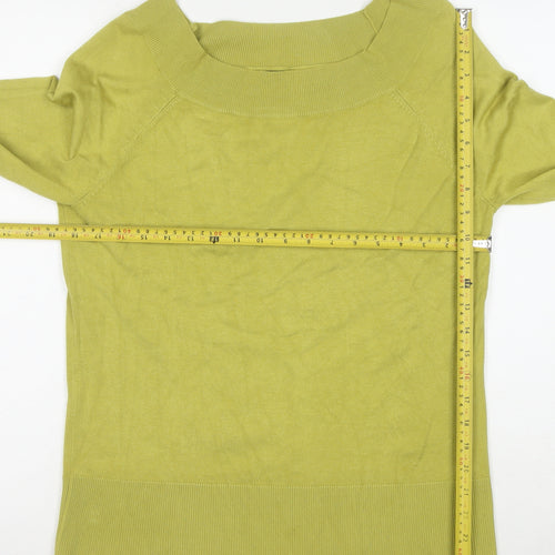 M&Co Women Green Size 16 Cotton Blend Boat Neck 3/4 Sleeve Jumper
