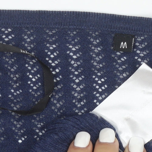 Initial Women's Blue Cropped Knit Button-Up Cardigan M