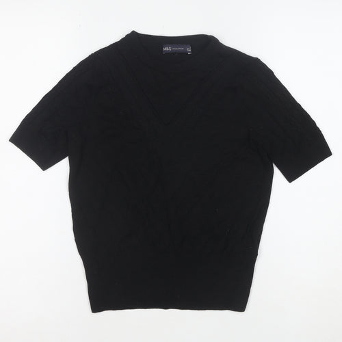 Marks and Spencer Women's Black Knit Short Sleeve Top Size 8