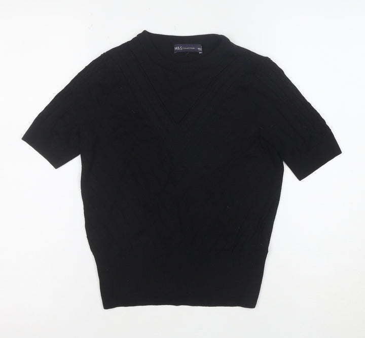 Marks and Spencer Women's Black Knit Short Sleeve Top Size 8