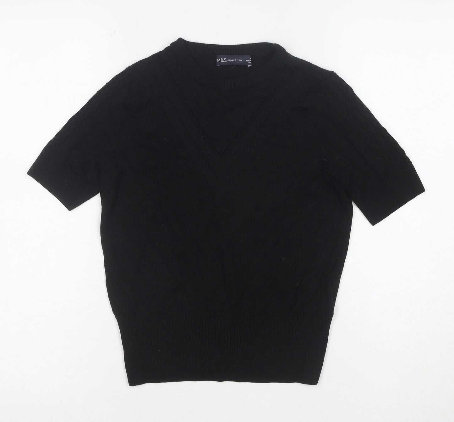 Marks and Spencer Women's Black Knit Short Sleeve Top Size 8