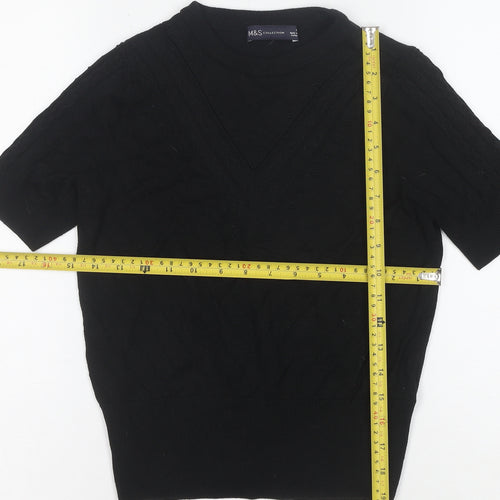 Marks and Spencer Women's Black Knit Short Sleeve Top Size 8