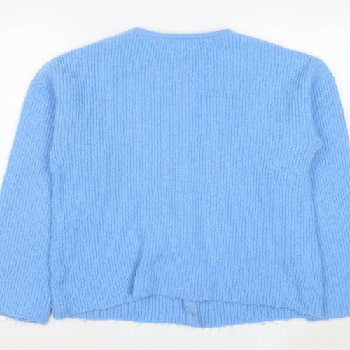 Topshop Women's Blue Chunky Knit Cardigan Size M