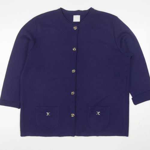 Classics Women's Blue Wool Blend Long Sleeve Cardigan Size 20