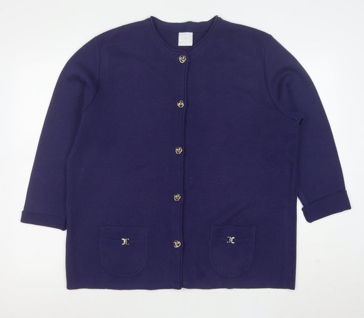 Classics Women's Blue Wool Blend Long Sleeve Cardigan Size 20