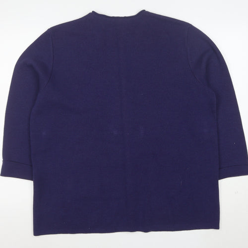 Classics Women's Blue Wool Blend Long Sleeve Cardigan Size 20