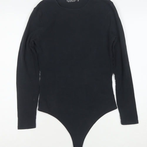 Abercrombie & Fitch Women Black Long Sleeve Bodysuit M Soft AF Collection