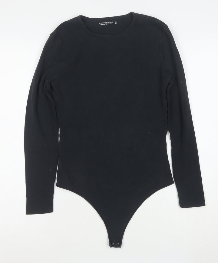 Abercrombie & Fitch Women Black Long Sleeve Bodysuit M Soft AF Collection