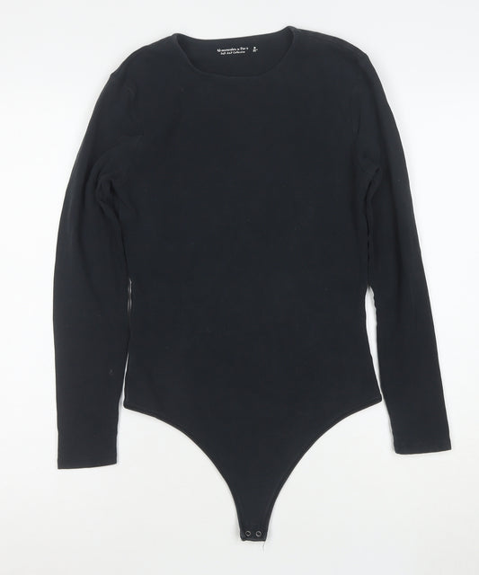 Abercrombie & Fitch Women Black Long Sleeve Bodysuit M Soft AF Collection