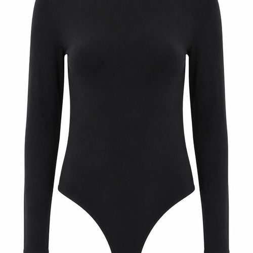 Abercrombie & Fitch Women Black Long Sleeve Bodysuit M Soft AF Collection