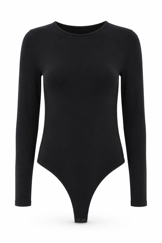 Abercrombie & Fitch Women Black Long Sleeve Bodysuit M Soft AF Collection