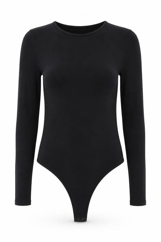 Abercrombie & Fitch Women Black Long Sleeve Bodysuit M Soft AF Collection