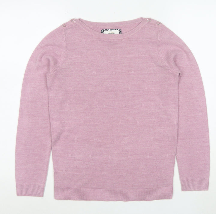 Maine New England Womens Pink Wool Blend Crew Neck Jumper Size 8