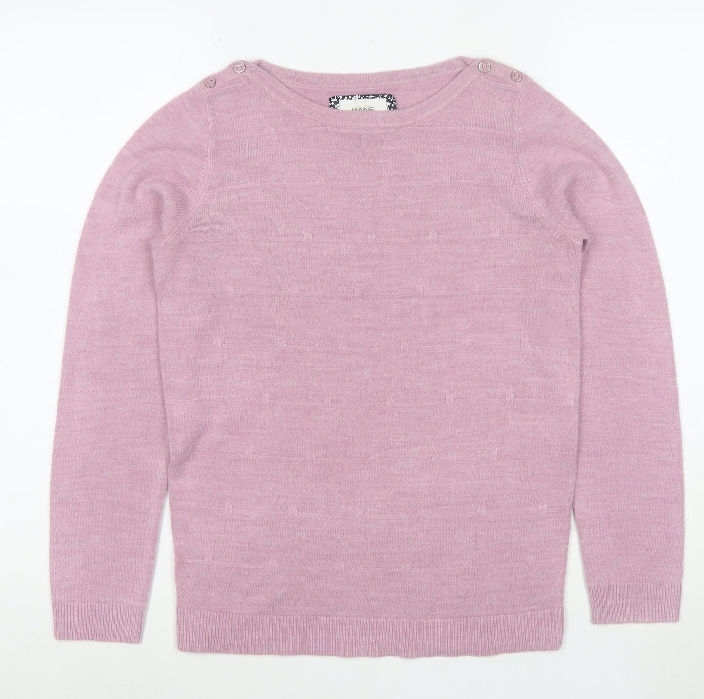 Maine New England Womens Pink Wool Blend Crew Neck Jumper Size 8