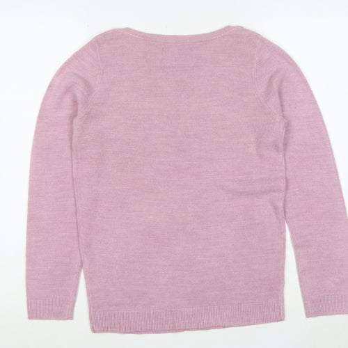 Maine New England Womens Pink Wool Blend Crew Neck Jumper Size 8
