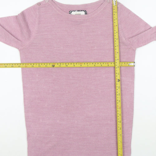 Maine New England Womens Pink Wool Blend Crew Neck Jumper Size 8