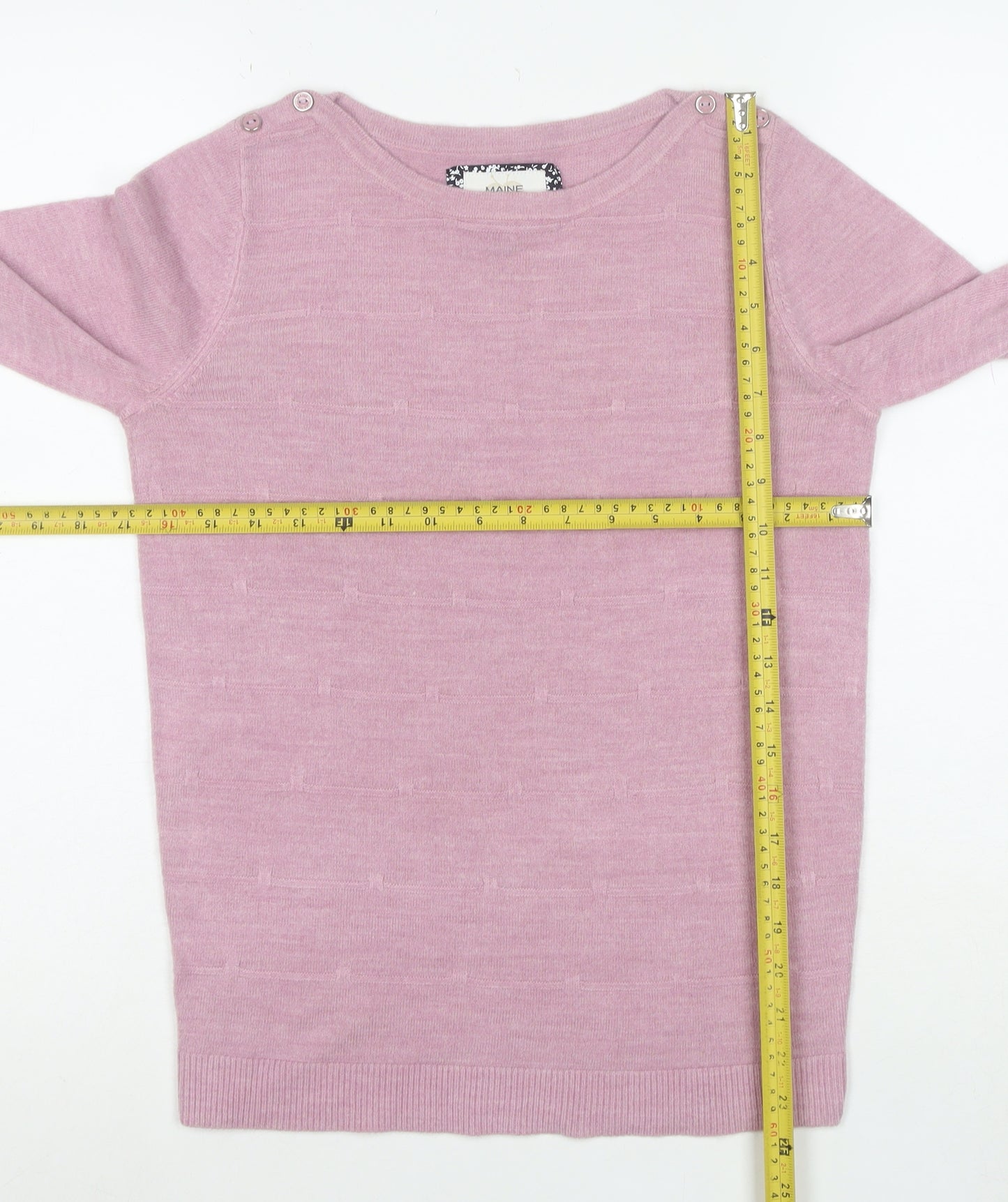 Maine New England Womens Pink Wool Blend Crew Neck Jumper Size 8