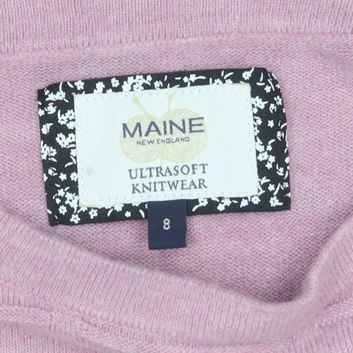 Maine New England Womens Pink Wool Blend Crew Neck Jumper Size 8