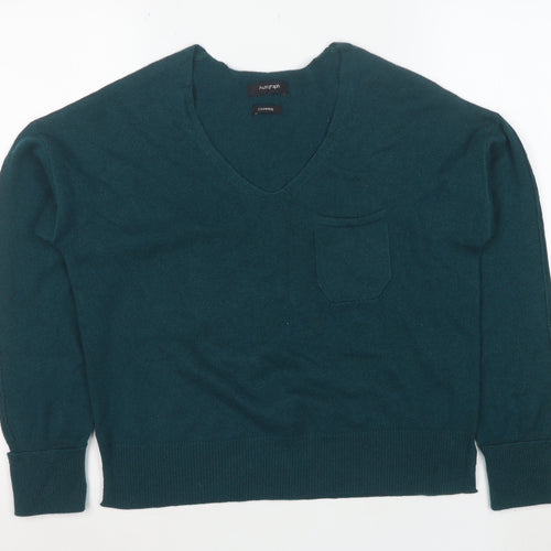 Marks and Spencer Women’s Green Cashmere V-Neck Jumper S