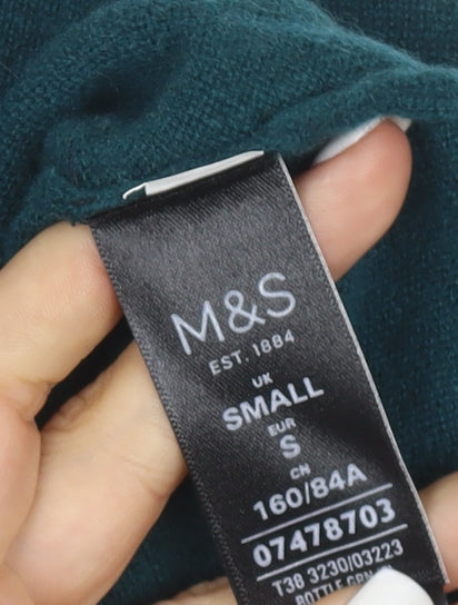 Marks and Spencer Women’s Green Cashmere V-Neck Jumper S