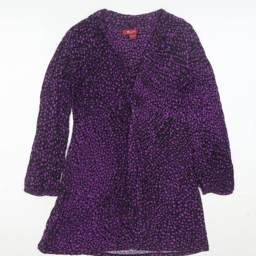 Monsoon Womens Purple Black Viscose Long Sleeve Tunic UK 8